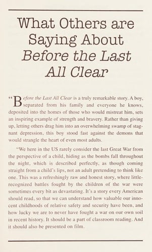 Before the Last All Clear Memories of a Man Still Haunted by the Cruelties He Endured