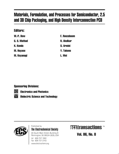 Materials, Formulation, and Processes for Semiconductor, 2.5 and 3D Chip Packaging, and High Density Interconnection PCB