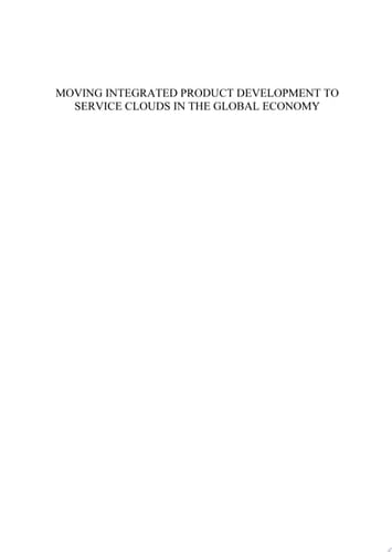 Moving Integrated Product Development to Service Clouds in the Global Economy Proceedings of the 21st ISPE Inc. International Conference on Concurrent Engineering, September 8–11, 2014