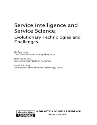 Service Intelligence and Service Science: Evolutionary Technologies and Challenges