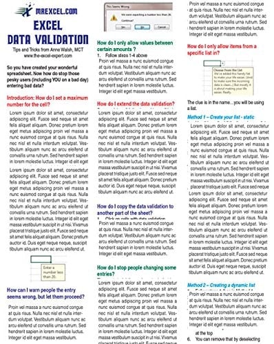 Excel Data Validation Tip Card