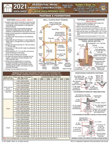 2021 Residential Wood Framing Construction Quick-Card Based On 2021 IRC