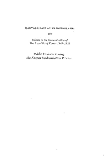 Public Finances During the Korean Modernization Process