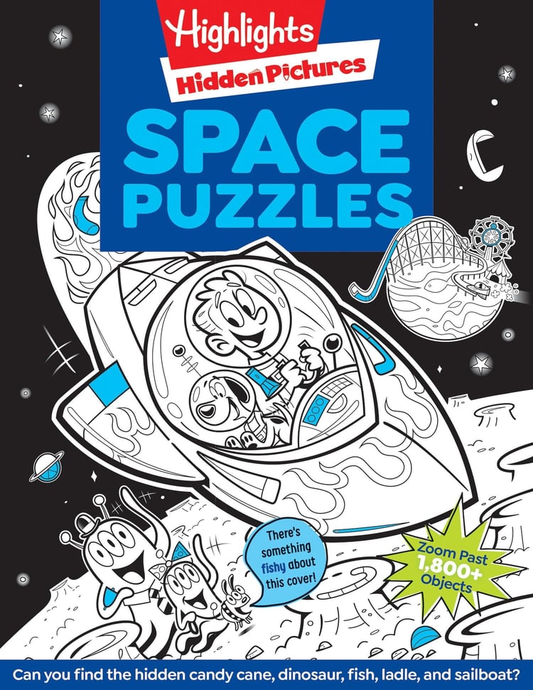 Space Puzzles Solar System Puzzle Book for Kids 6-12, Fun Space Gift with Activities and Games, Over 100 Puzzles and More Than 1,800 Hidden Objects to Find