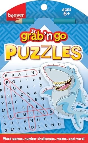 PAPP Pocket Size Word Search for kids ages 6-8, 40 Challenging Puzzles, Brain Games, Perfect Gifts for kids, 48 Pages with Answers, Shark Theme (Junior Word Search)