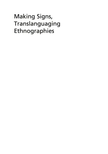 Making Signs, Translanguaging Ethnographies
