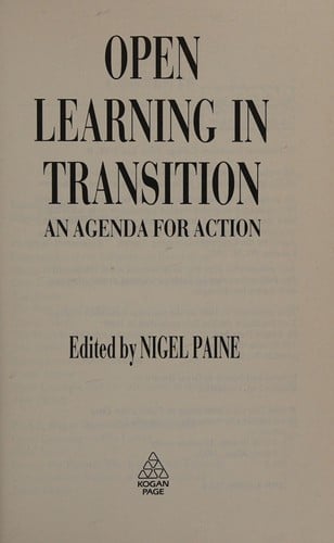 Open Learning in Transition: An Agenda for Action