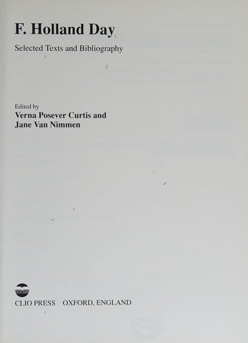 F. Holland Day: Selected Texts and Bibliography (World Photographers Reference, Vol. 8)