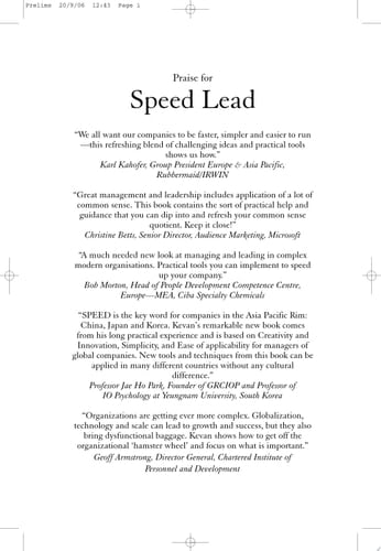 Speed Lead Faster, Simpler Ways to Manage People, Projects and Teams in Complex Companies