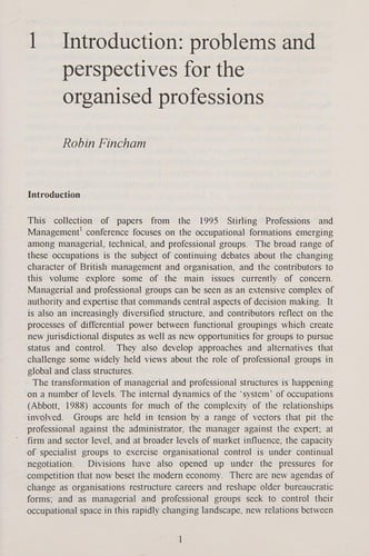 New Relationships in the Organized Professions: Managers, Professionals and Knowledge Workers (Stirling School of Management)