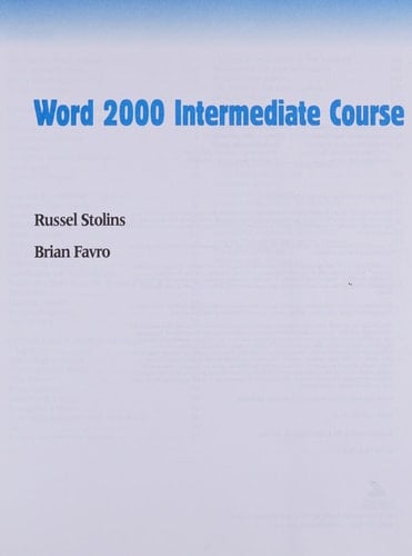 Word 2000 Intermediate Course