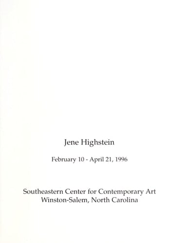 Jene Highstein February 10-April 21, 1996