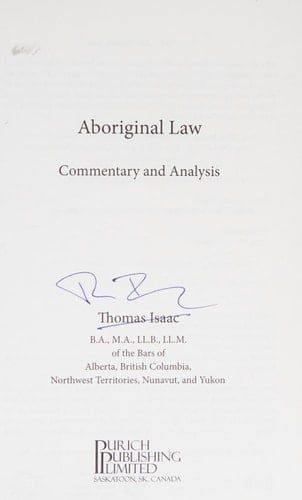 Aboriginal Law Commentary and Analysis