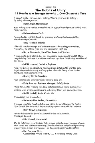 The Habits of Unity: 12 Months to a Stronger America…One Citizen at a Time Together, we uplift ourselves and heal the country we share