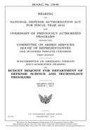Hearing on National Defense Authorization ACT for Fiscal Year 2012 and Oversight of Previously Authorized Programs Before the Committee on Armed Services, House of Representatives, One Hundred Twelfth Congress, First Session Subcommittee on Emerging Thre
