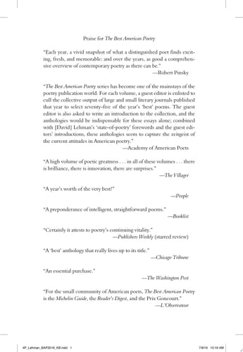 The Best American Poetry 2019