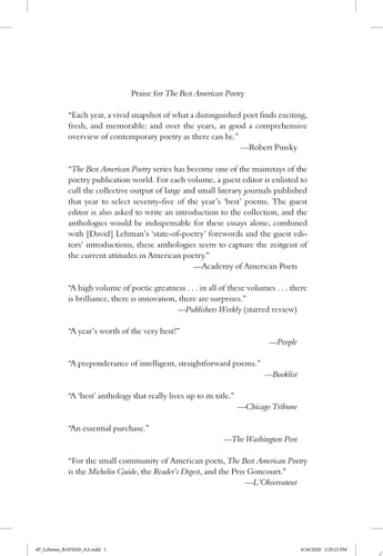 The Best American Poetry 2020