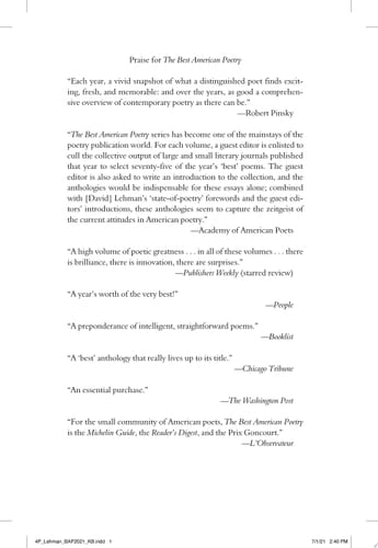 The Best American Poetry 2021