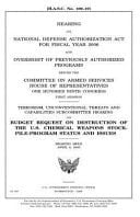 Hearing on National Defense Authorization ACT for Fiscal Year 2006 and Oversight of Previously Authorized Programs Before the Committee on Armed Services, House of Representatives, One Hundred Ninth Congress, First Session Terrorism, Unconventional Thre