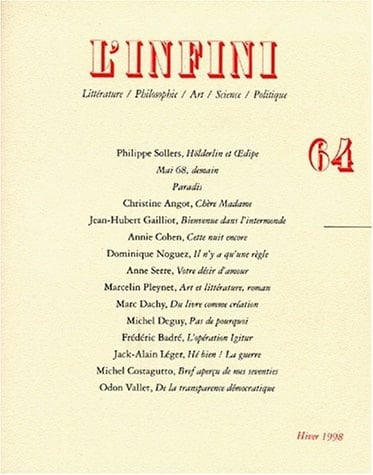 L'Infini N° 64 Hiver 1998