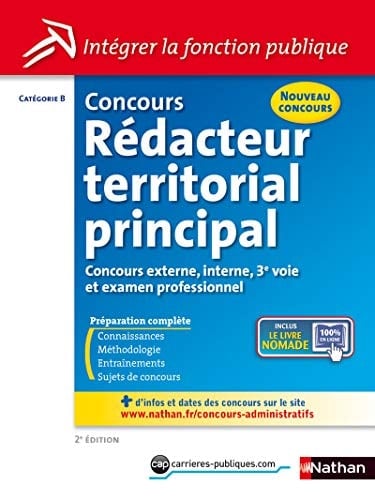 Concours rédacteur territorial principal catégorie B (concours externe, interne, 3e concours et examens professionnels)