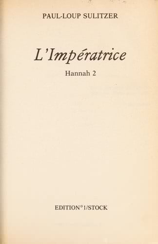 Hannah, tome 2: L'Impératrice