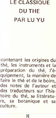 Le Cha jing, ou Classique du thé