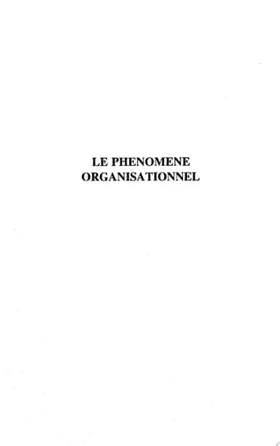 Le phénomène organisationnel