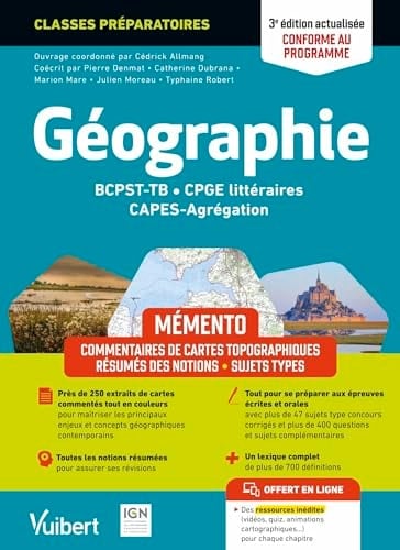 Mémento Géographie BCPST/TB/CPGE littéraire/CAPES/Agrégation Commentaires de cartes topographiques, résumés des notions, sujets types