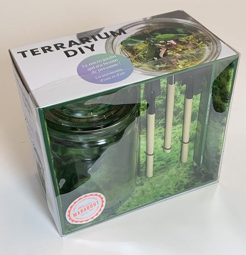 Coffret Terrarium DIY Avec 1 terrarium en verre avec couvercle, 1 kit de trois outils spécial terrarium et 1 guide