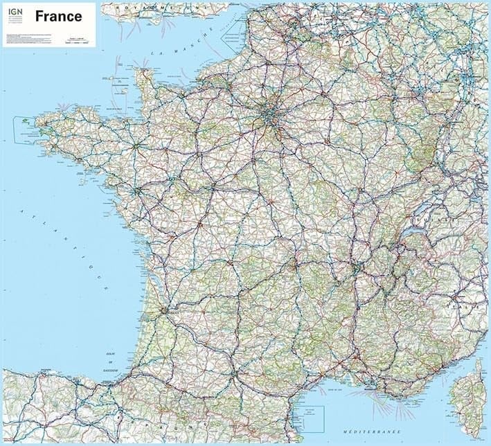 France Flat Map Laminated 2014: IGN70035.PP
