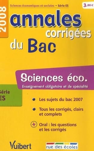Sciences éco série ES Annales corrigées du Bac