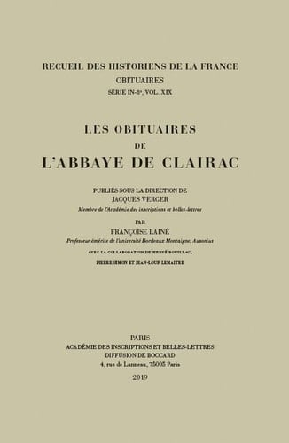 Les obituaires de l'abbaye de Clairac