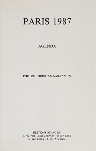 Paris 1987 agenda