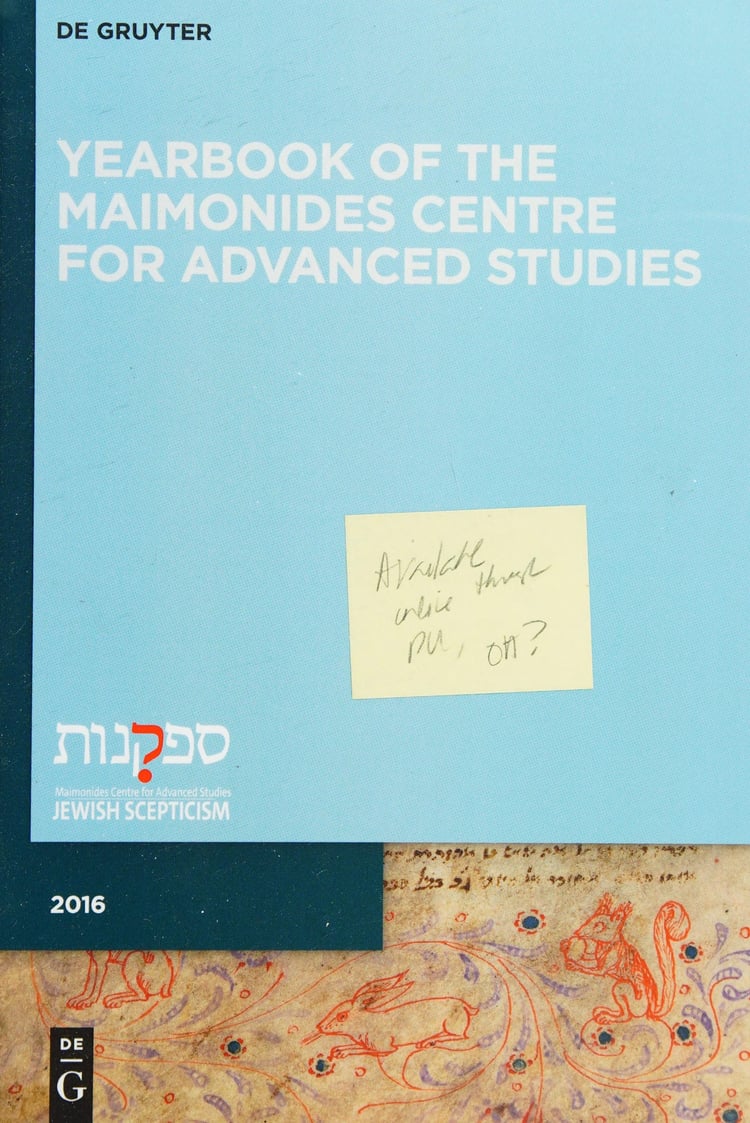 Yearbook of the Maimonides Centre for Advanced Studies. 2016