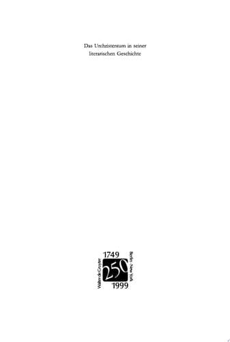 Das Urchristentum in seiner literarischen Geschichte