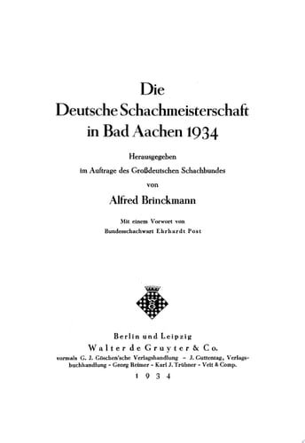 Die Deutsche Schachmeisterschaft in Bad Aachen 1934