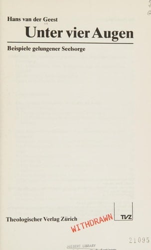 Unter vier Augen Beispiele gelungener Seelsorge