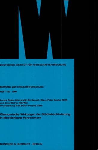 Ökonomische Wirkungen der Städtebauförderung in Mecklenburg-Vorpommern