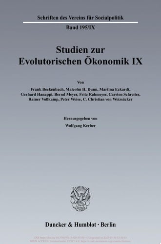 Studien zur Evolutorischen Ökonomik IX Evolutionsökonomische Grundsatzfragen, Makroökonomik und Institutionen