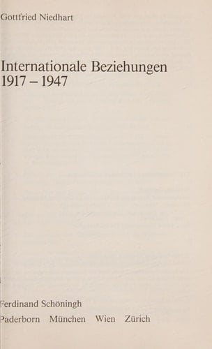 Internationale Beziehungen 1917-1947 (Uni-Taschenbücher) (German Edition)