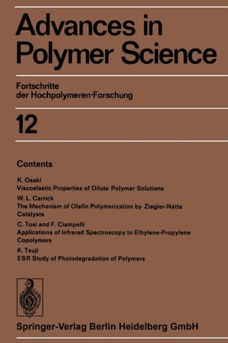Advances in Polymer Science Fortschritte der Hochpolymeren-Forschung