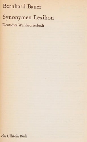 Ullstein Synonymen Lexikon Deutsches W