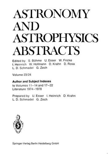 Author and Subject Indexes to Volumes 11–14 and 17–22 Literature 1974–1978