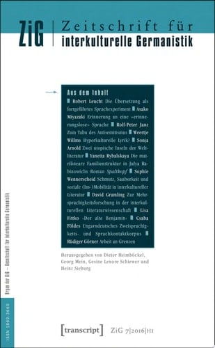 Zeitschrift für interkulturelle Germanistik 7. Jahrgang, 2016, Heft 1