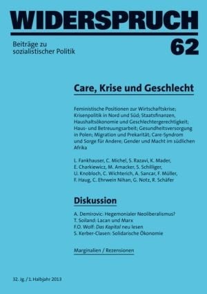 Widerspruch 62 Beiträge zu sozialistischer Politik