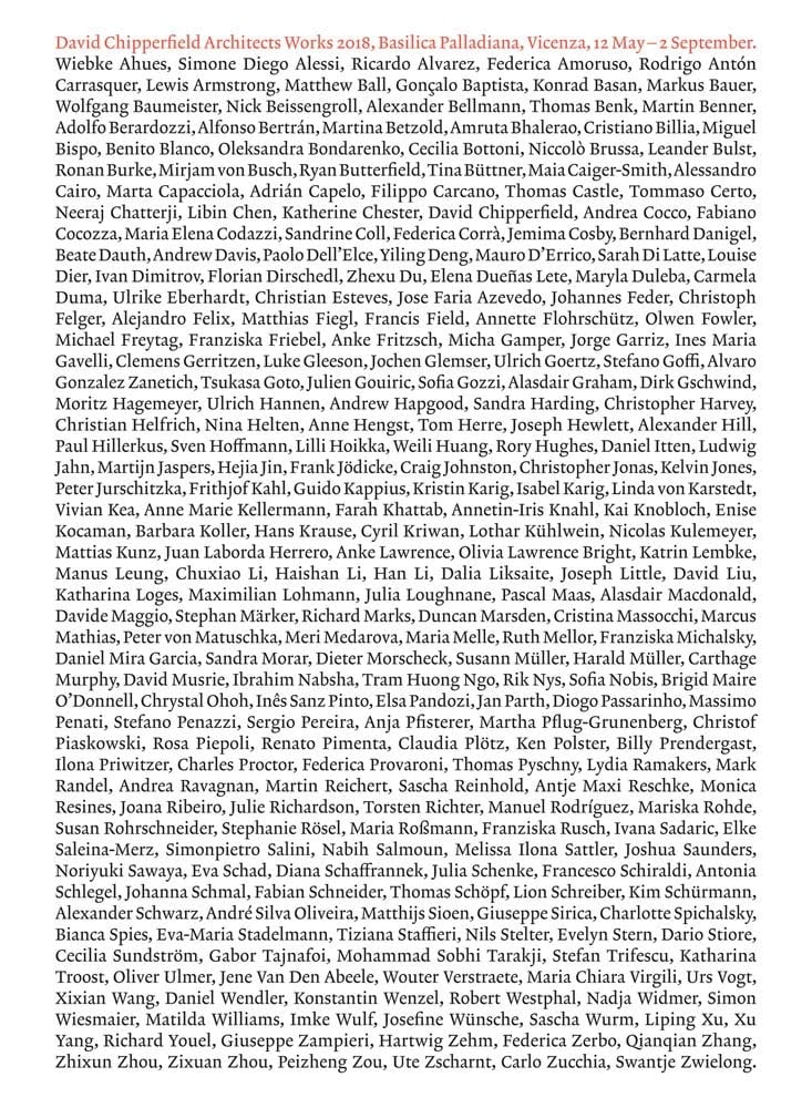 David Chipperfield Architects Works 2018 : Basilica Palladiana, Vicenza, 12 May-2 September