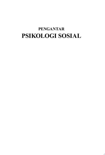 Pengantar Psikologi Sosial