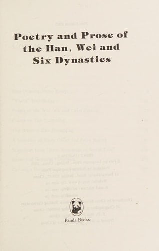 Poetry and Prose of the Han, Wei and Six Dynasties