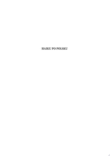Haiku po polsku. Genologia w perspektywie transkulturowej